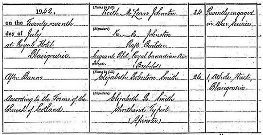 Scotland 1942 marriage record